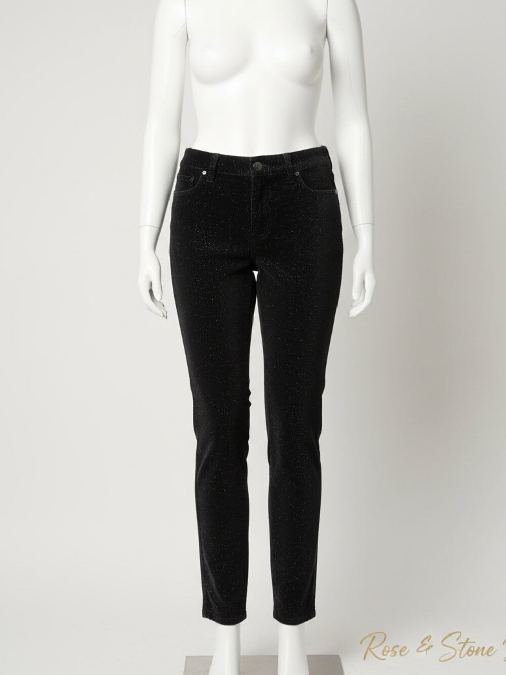 🖤Talbots Black Velvet Silver Shimmer Slim Straight Pants Size 8 Slim